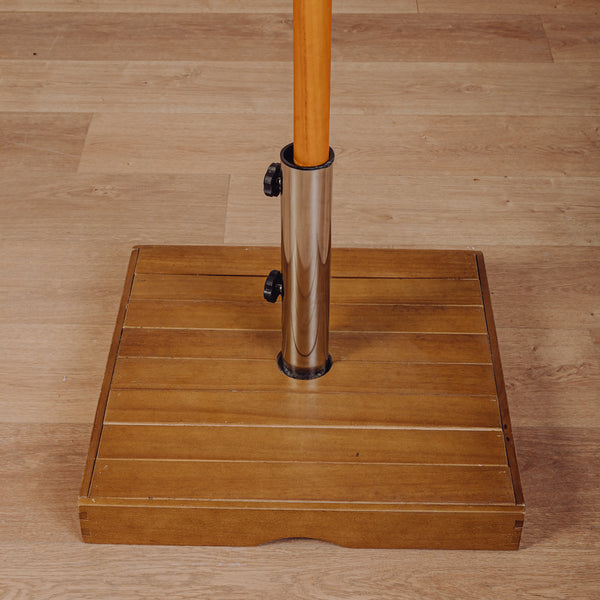 Parasol beige et pied lesté bois