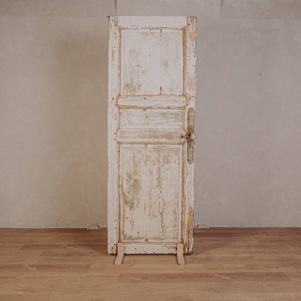 Porte en bois patine blanche