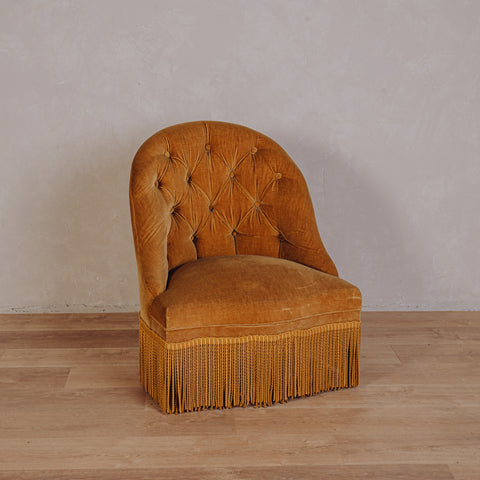 Fauteuil crapaud moutarde