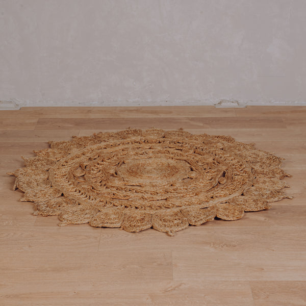 Tapis jute rond ajouré divers